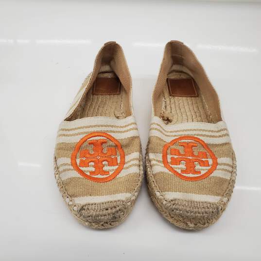 Tory Burch Women's Beige Striped Espadrilles Size 8 image number 1