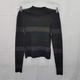 House of Harlow 1960 Metallic Striped Knit Sweater on Black Size S