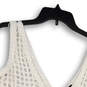 NWT Womens White Crochet Sleeveless Wide Strap Fringe Crop Top Size S image number 1