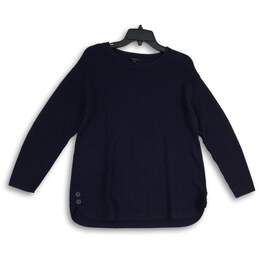Talbots Womens Navy Blue Knitted Crew Neck Long Sleeve Pullover Sweater Size LP