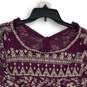 Lucky Brand Womens Purple Floral Long Sleeve Pullover Blouse Top Size Small image number 4