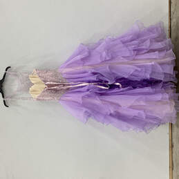 Womens Purple Beaded Round Neck Sleeveless Ruffled Maxi Dress Size 14 alternative image