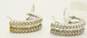 14K White Gold 1.06 CTTW Baguette & Round Diamond Omega Back Earrings 4.5g image number 4