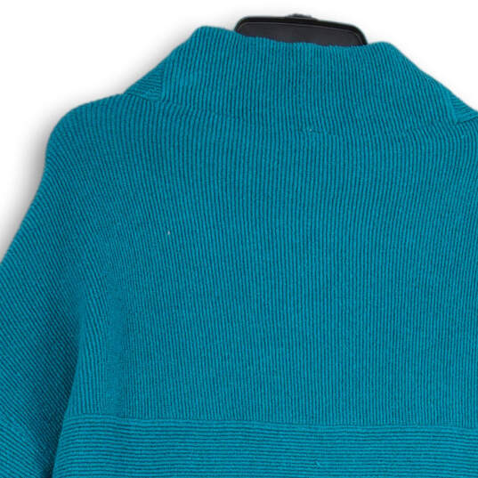 Womens Blue Knitted Turtleneck Long Sleeve Pullover Sweater Size M image number 4