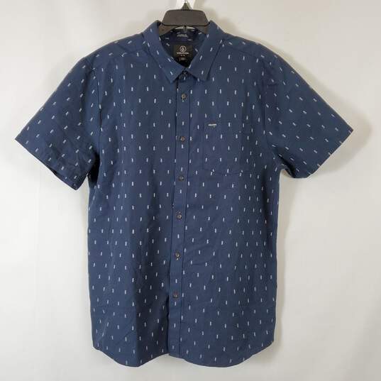 Volcom Men's Navy Blue Button Up Shirt SZ XXL NWT image number 1