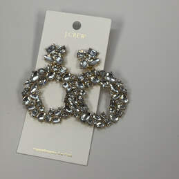 Designer J. Crew Gold-Tone Floral Clear Crystal Cut Stone Drop Earrings alternative image