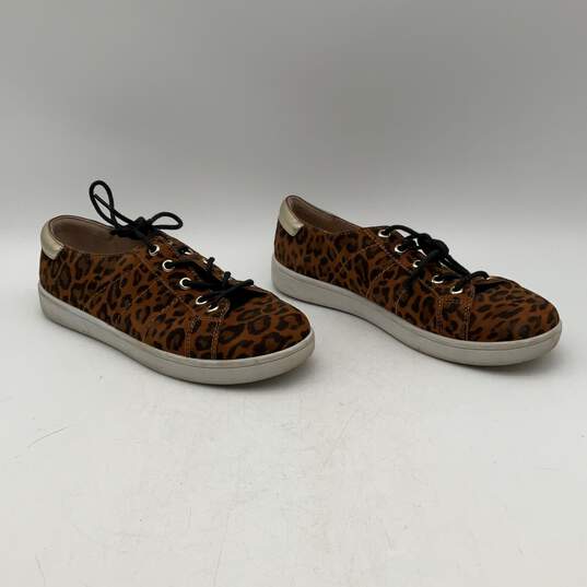 Paige Womens Brown Leopard Print Low Top Lace Up Sneakers Shoes Size 8 image number 2