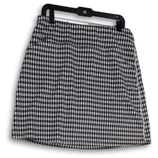 Womens Black White Check Regular Fit Elastic Waist A-line Skirt Size L image number 1