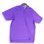 Mens Purple Short Sleeve Spread Collar Button Front Polo Shirt Size XL image number 1