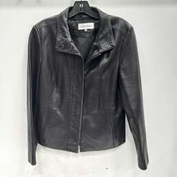 Women's Calvin Klein Black Leather Jacket Sz M