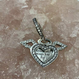 Designer Pandora S925 ALE Sterling Silver Heart & Angel Wings Beaded Charm