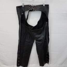 River Road Genuine Black Leather Motorcycle Riding Chaps Adult Size XL