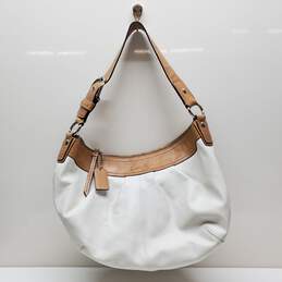 COACH Women's White Leather with Tan Trim Model C1059-F13764 Shoulder Bag