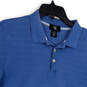 Womens Blue Striped Short Sleeve Spread Collar Golf Polo Shirt Size Medium image number 3