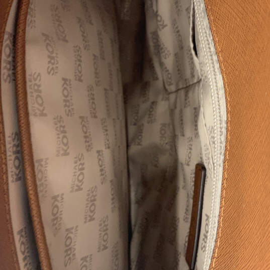 Womens Gray Brown Leather Double Top Handle Inner Zip Pocket Handbag image number 4