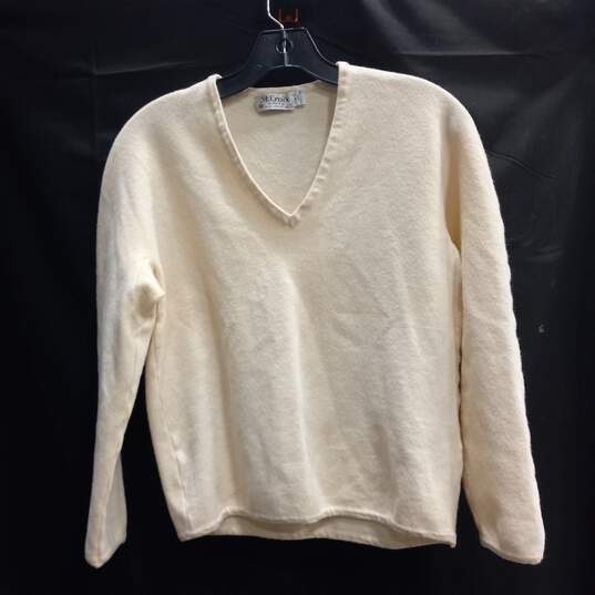 St. Croix Women's Cream V-Neck Wool Sweater Size M image number 1