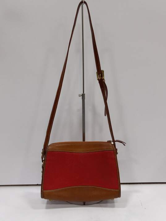 Dooney & Bourke Red/Brown Pebble Leather Crossbody Bag image number 2