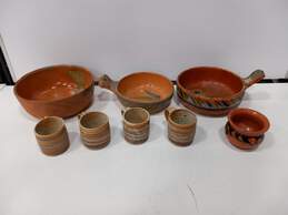 Bundle of Clay Pottery 3 Bowls 4 Cups