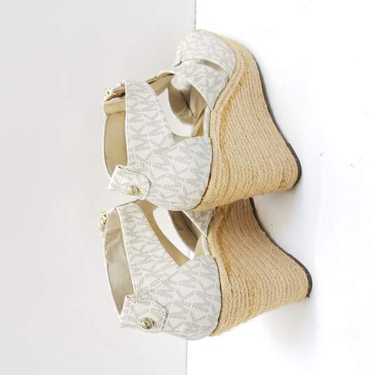 Michael Kors Women's Damita White Platform Espadrille Wedges Size 8 image number 4