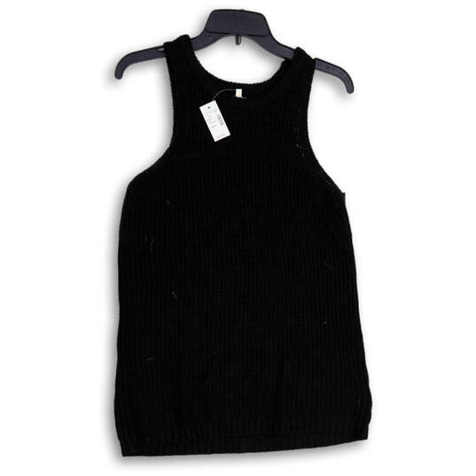 NWT Womens Black Knitted Round Neck Pullover Tank Top Size Large image number 2