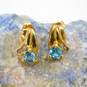 10K Yellow Gold Aquamarine & White Sapphire Accent Earrings 1.7g image number 1