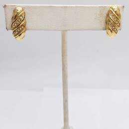 Christian Dior Gold Tone Crystal Clip-On Earrings W/COA 6.0g