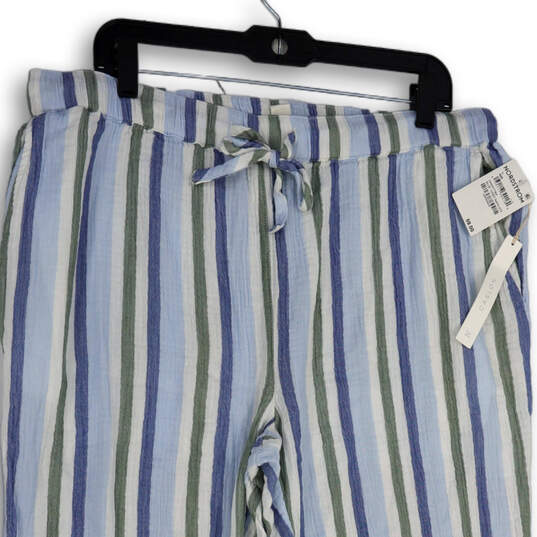 NWT Womens Multicolor Striped Flat Front Drawstring Cropped Pants Size L image number 4