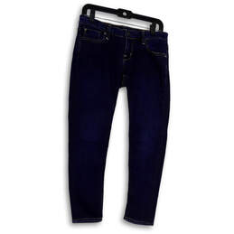 Womens Blue Dark Wash Pockets Stretch Denim Skinny Leg Jeans Size 28