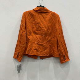 NWT Womens Orange Long Sleeve Pockets Button Front Peplum Blazer Size 14 alternative image