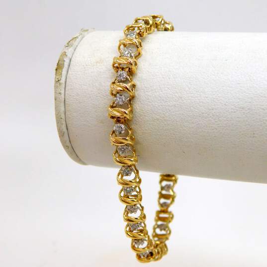 10K Yellow Gold 0.15 CTTW Diamond Tennis Bracelet 9.4g image number 2