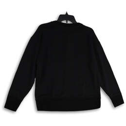 Womens Black Henley Neck Long Sleeve Pullover Sweatshirt Size Medium alternative image