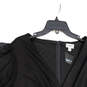 NWT Womens Black Surplice Neck Short Sleeve Back Zip Mini Dress Size 26/28 image number 3