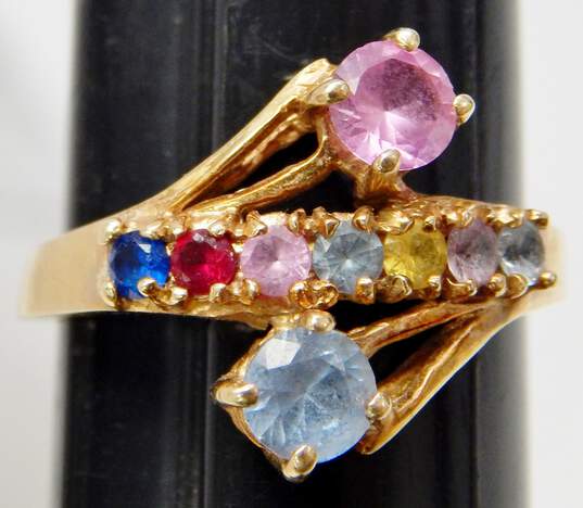 10K Yellow Gold Spinel Sapphire & Topaz Ring 4.1g image number 5
