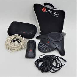 Polycom SoundStation 2 Analog Conference Phone W/ Case Wall Module Power Supply & Cords