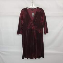 Torrid Burgundy 3/4 Sleeve Floral Velvet Shift Dress WM Size 1 ( 1X ) NWT
