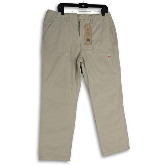 NWT Womens Khaki Slash Pocket Flat Front Utility Chino Pants Size 31 image number 1