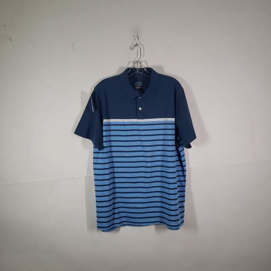 Mens Striped Short Sleeve Quick Dri Collared Polo Shirt Size Large image number 1