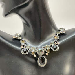 Designer Givenchy Silver-Tone Crystal Stone Adjustable Statement Necklace