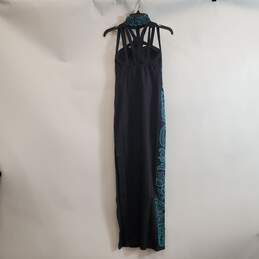 Urstima Dress Aqua & Black Hand Beaded Medium NWT alternative image