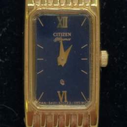 Citizen Vintage 13mm Case Gold Tone Lady's Stainless Steel Tank Quartz Watch alternative image