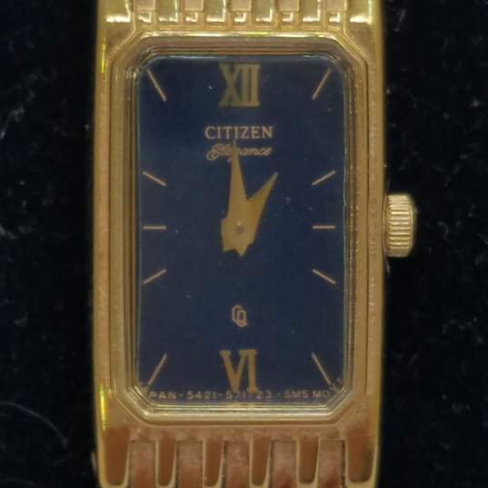 Citizen Vintage 13mm Case Gold Tone Lady's Stainless Steel Tank Quartz Watch image number 2