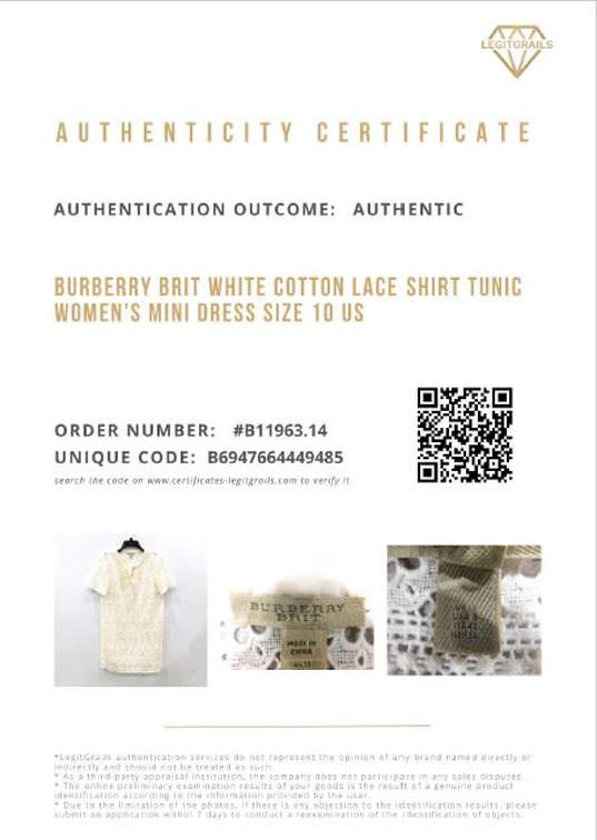 Burberry Brit White Cotton Lace Shirt Tunic Women's Mini Dress Size 10 with COA image number 10