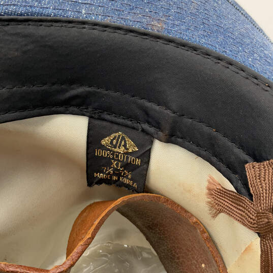 Mens Blue Jean Denim Wide Brim Adjustable Western Cowboy Hat Size XL image number 4