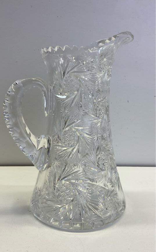 Vintage Cut Glass American Brilliant Beverage Pitcher Crystal Tableware image number 3