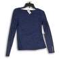 NWT The Limited Womens Blue Space Dye Round Neck Long Sleeve Blouse Top Size XS image number 1