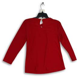 NWT Nine West Womens Red Keyhole Neck Long Sleeve Twisted Blouse Top Size XS alternative image