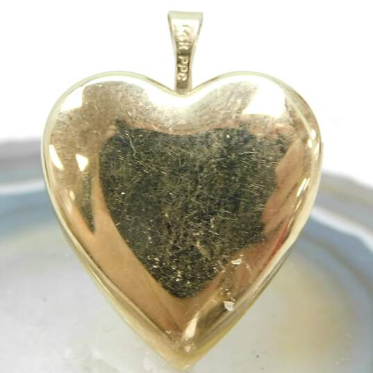 Vintage 14k Yellow Gold Etched Heart Locket Pendant 4.1g image number 2