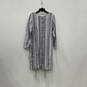 NWT Womens Blue White Striped Long Sleeve Crew Neck Shift Dress Size Large image number 1