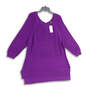 NWT Womens Purple Knitted Henley Neck Side Slit Tunic Sweater Sz 18/20 image number 2