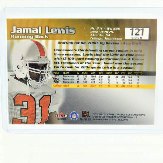 2000 Jamal Lewis Fleer Mystique Gold Rookie Baltimore Ravens image number 3